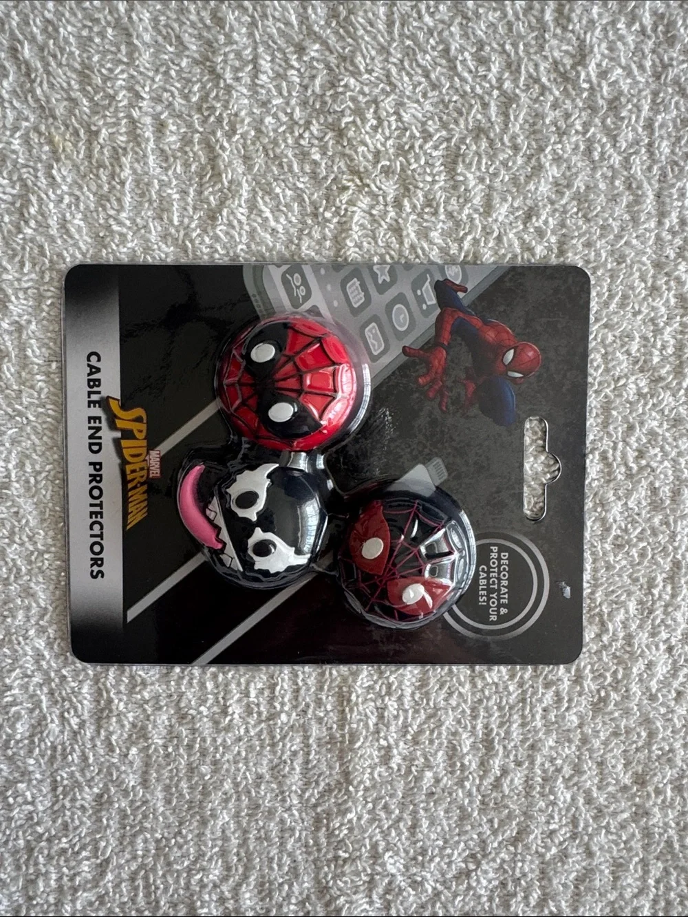 Marvel Spider-Man & Venom Cable End Protectors - Red, Black, White